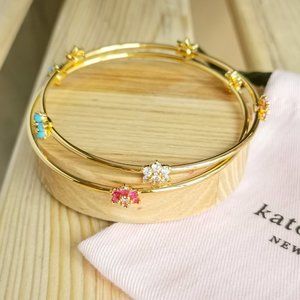 Myosotis Flower Gold Bangle Set NWT